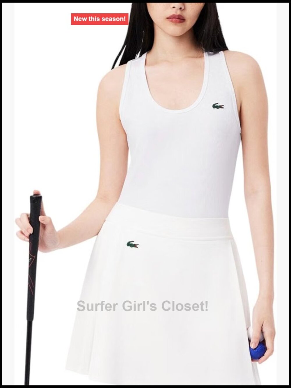 Lacoste Women's Sport Ultra Dry Rib Knit Tank Top Recycled Polyester Athletic